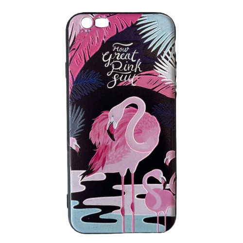 OEM ΘΗΚΗ ΣΙΛΙΚΟΝΗ ΓΙΑ iPhone 6G/6S ΜΕ ΣΧΕΔΙΟ ΦΛΑΜΙΝΓΚΟ ΜΕ ΚΟΚΚΙΝΟ ΛΟΥΛΟΥΔΙ