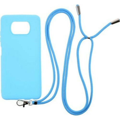 Back Cover Σιλικόνης με Κορδόνι- Γαλάζιο for Xiaomi Poco X3 NFC/Poco X3 Pro (oem) 