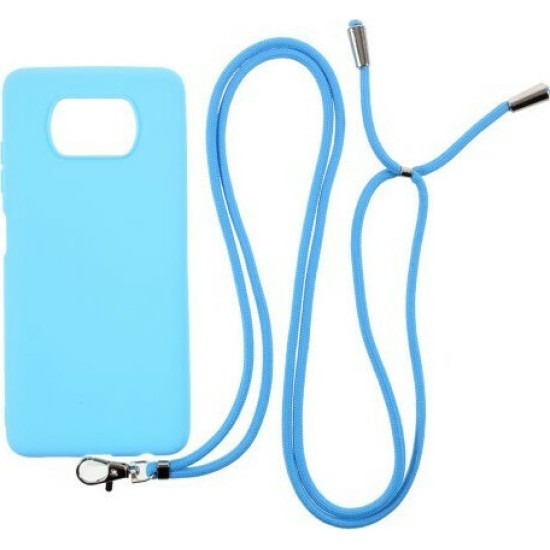 Back Cover Σιλικόνης με Κορδόνι- Γαλάζιο for Xiaomi Poco X3 NFC/Poco X3 Pro (oem) 