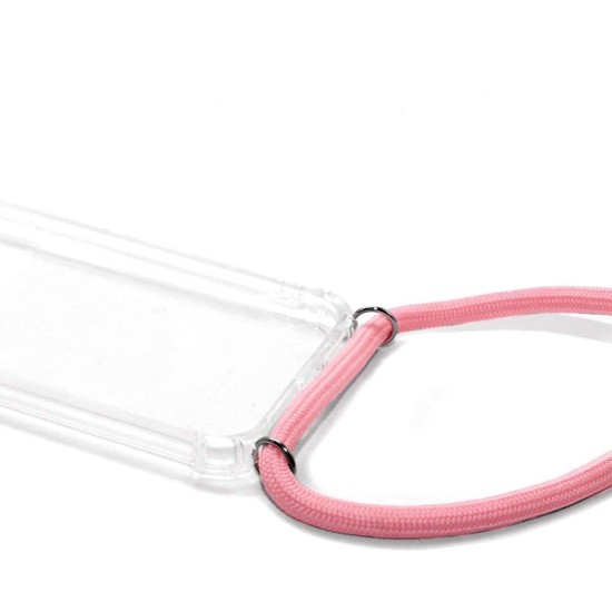 Back Cover Σιλικόνης Διάφανο με Κορδόνι Ροζ  for Xiaomi Poco X3 NFC/Poco X3 Pro (oem) 