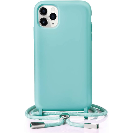 Silicone Cord Case Θήκη Σιλικόνης με Λουράκι - Τιρκουάζ (iPhone 12 6.1)