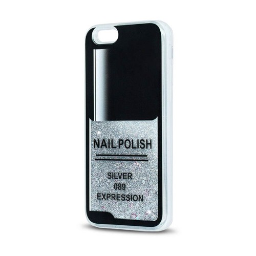 Θήκη Σιλικόνης Liquid Glitter Case Για Apple iPhone 6 / 6s Nail Polish Silver