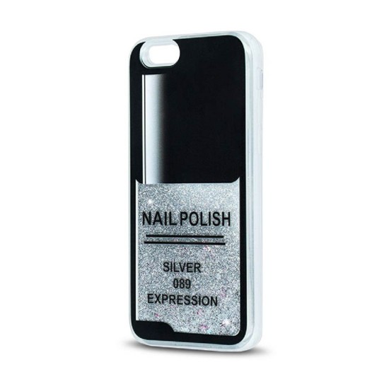 Θήκη Σιλικόνης Liquid Glitter Case Για Apple iPhone 6 / 6s Nail Polish Silver