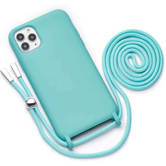 Silicone Cord Case Θήκη Σιλικόνης με Λουράκι - Τιρκουάζ (iPhone 12 6.1)