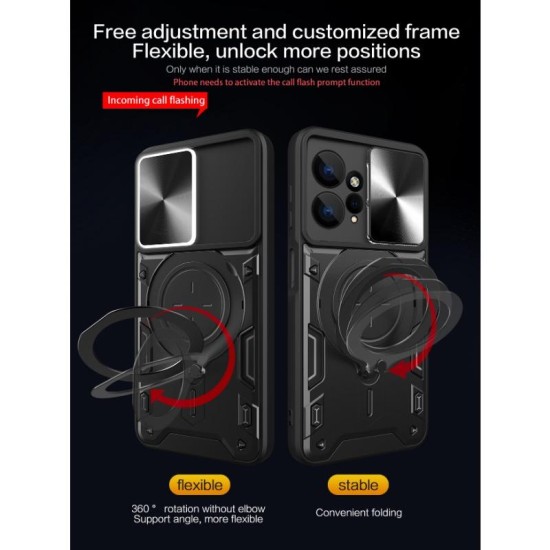 Magsafe Magnetic Camera protection case Armor Hybrid Metal Ring Back Cover For Redmi Note 12 Pro - Μωβ
