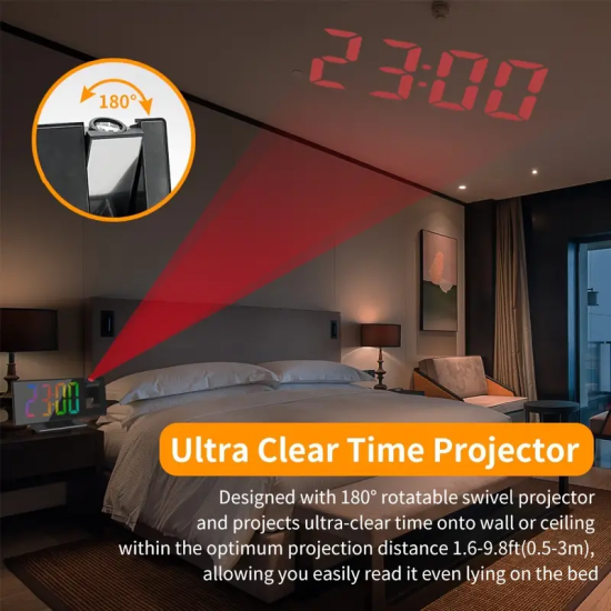 Gaossio Ρολόι με Projection DS-3618LP-C Μαύρο