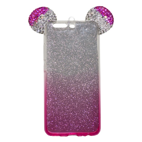 OEM Back Cover Σιλικόνης Glitter Ears As Mickey Ροζ P10 
