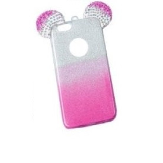OEM Back Cover Σιλικόνης Glitter Ears As Mickey Ροζ iphone 6 plus