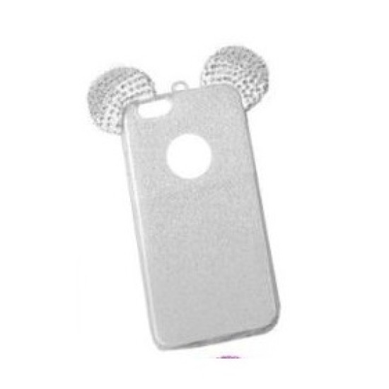 OEM Back Cover Σιλικόνης Glitter Ears As Mickey Άσπρη iphone 6