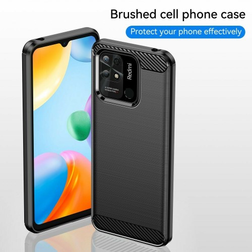 Carbon Back Cover Σιλικόνης Μαύρο (Redmi 10C) 