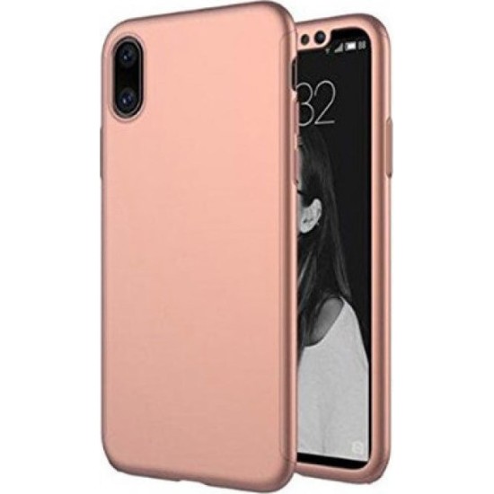 OEM 360 Full Body Ροζ + Tempered Glass (iPhone X)