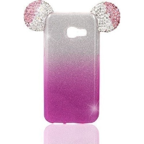 OEM Θήκη Σιλικόνης Glitter Με Αυτάκια Γάτας Για Xiaomi Pocophone F1 Ροζ