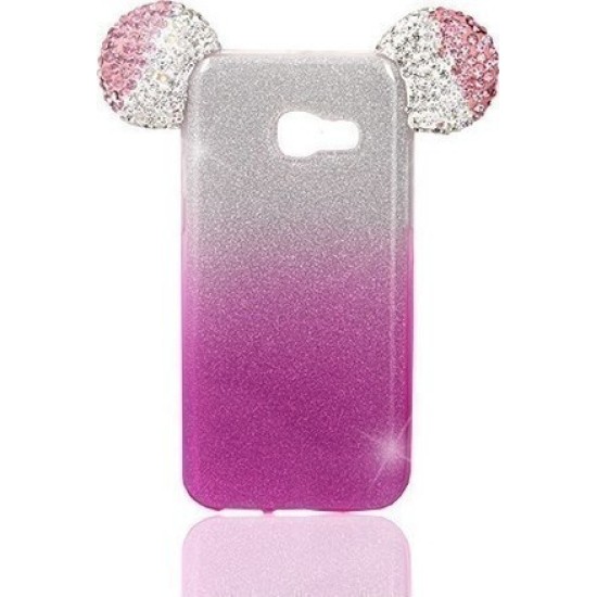 OEM Θήκη Σιλικόνης Glitter Με Αυτάκια Γάτας Για Xiaomi Pocophone F1 Ροζ