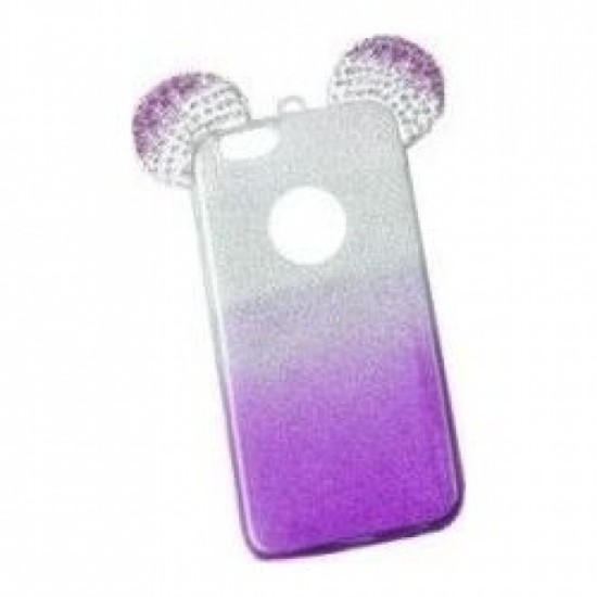 OEM Θήκη Σιλικόνης Glitter Με Αυτάκια Γάτας Για Xiaomi Pocophone F1 Μωβ