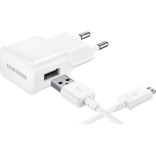 Samsung micro USB Cable & Wall Adapter Λευκό (EP-TA50EWE & ECBDU4EWE) (Bulk)