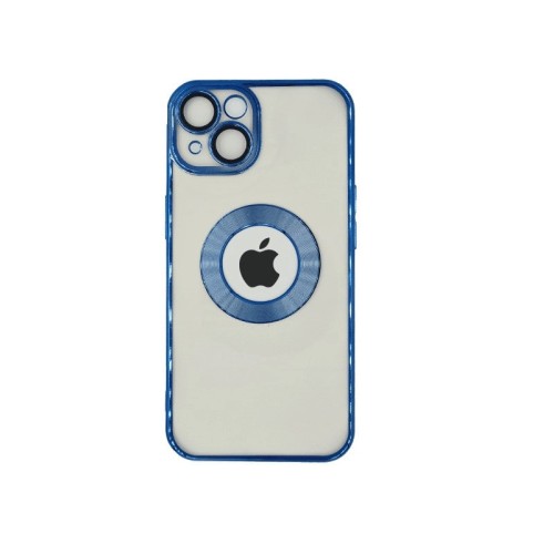 Electroplated Clear Case With Logo Ring For iPhone 14 Transparent / Blue 