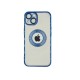 Electroplated Clear Case With Logo Ring For iPhone 14 Transparent / Blue 