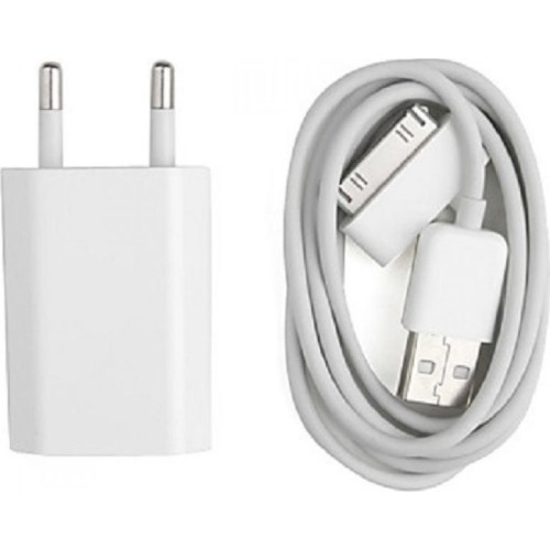 OEM Apple 30pin Cable & Wall Adapter Λευκό