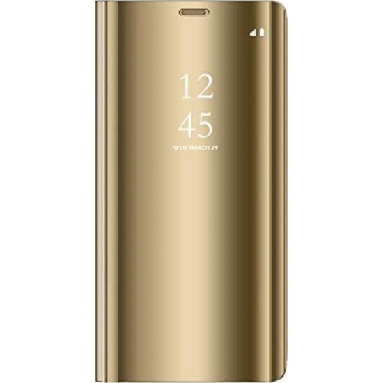 Iphone XS Max Clear View Standing Cover Case Gold (oem)