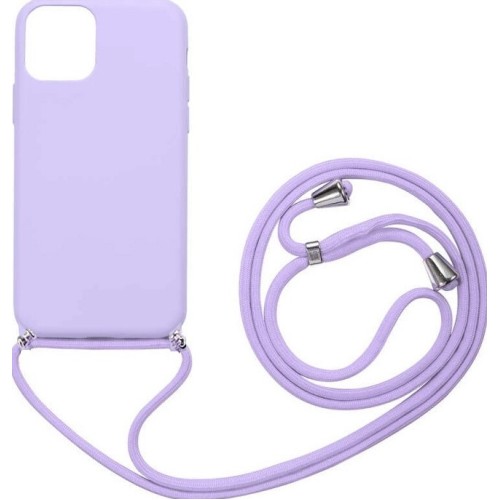 Liquid Back Cover Σιλικόνης με Λουράκι Λιλά (iPhone 11)