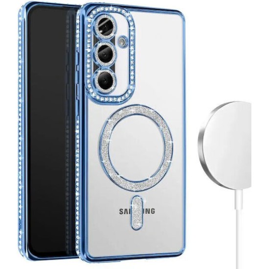 Luxury Magsafe Strass and Glitter Case Samsung Galaxy A26 μπλε