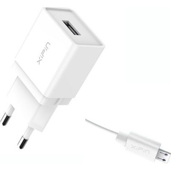 Σετ Φορτιστής Σπιτιού και Καλώδιο Micro Usb XIPIN EU-01 1 Μέτρο 2.1A - Λευκό