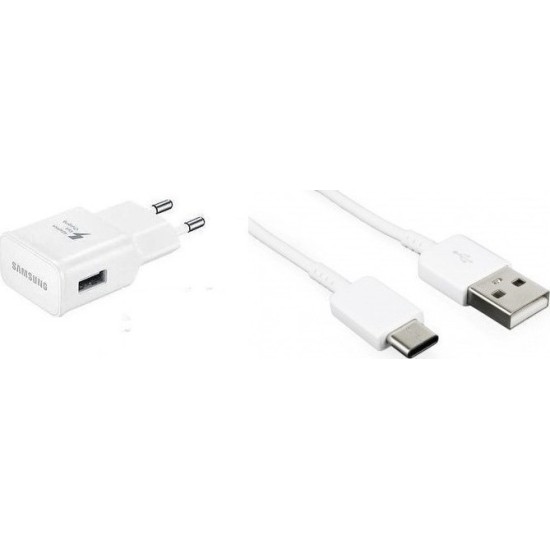Samsung USB Type-C Cable & Wall Adapter Λευκό (EP-TA20EWE+EP-DN930CWE) (Retail)