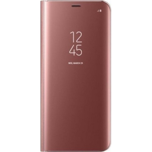 Clear View Book Διαφανές Ροζ Χρυσό (Huawei P30)