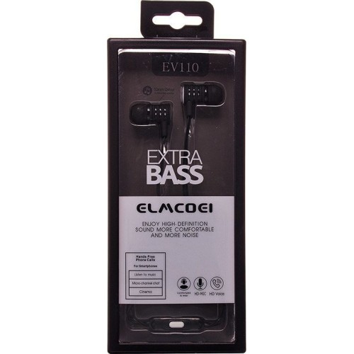 Ακουστικά ( Handsfree) ELMCOEI EXTRA BASS EV110 BLACK