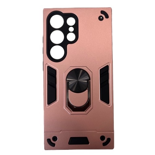 Galaxy S24 Ultra Θήκη Hybrid Shockproof Armor Case Stand Metal Ring - Ροζ Χρυσό