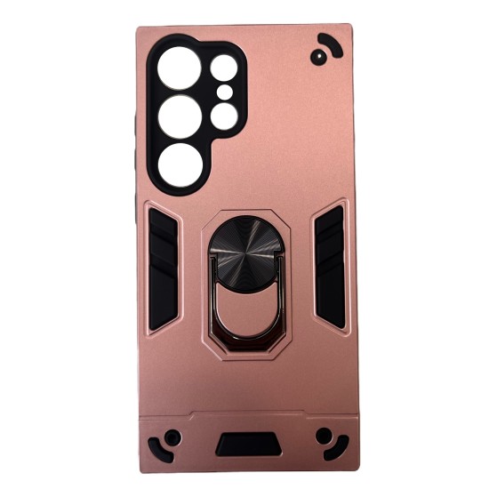 Galaxy S24 Ultra Θήκη Hybrid Shockproof Armor Case Stand Metal Ring - Ροζ Χρυσό