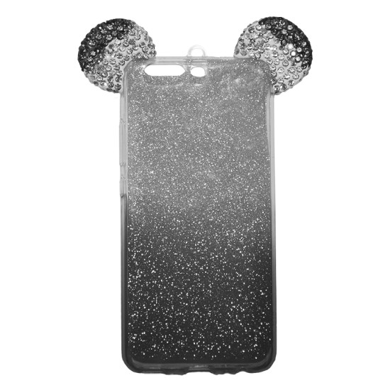 OEM Back Cover Σιλικόνης Glitter Ears As Mickey Μαύρη  P10 Plus