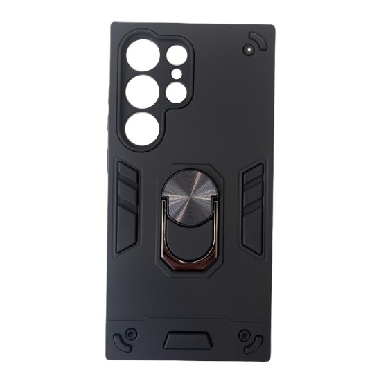 Galaxy S25 Ultra Θήκη Hybrid Shockproof Armor Case Stand Metal Ring - Μαύρο