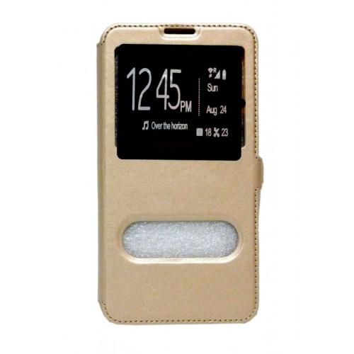 OEM ΘΗΚΗ ΒΙΒΛΙΟ ΜΕ ΠΑΡΑΘΥΡΑ ΓΙΑ NOKIA 5 (2017) ΜΕ ΠΛΑΓΙΟ ΚΟΥΜΠΩΜΑ ΧΡΥΣΟ
