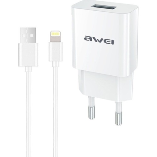 Awei Lightning Cable & USB Wall Adapter Λευκό (C-832)