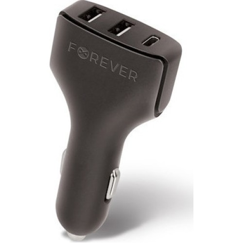 Forever USB Φορτιστής Αυτοκινήτου 2xUSB & Τype-C 4.8A