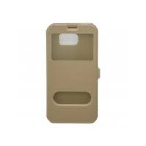 OEM ΘΗΚΗ ΒΙΒΛΙΟ ΜΕ ΠΑΡΑΘΥΡΑ ΓΙΑ SAMSUNG GALAXY J7 (2017) ΜΕ ΠΛΑΓΙΟ ΚΟΥΜΠΩΜΑ ΧΡΥΣΟ