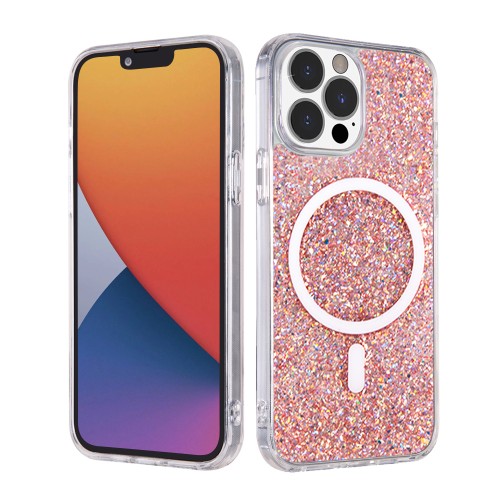 APPLE IPHONE 11 CASE RUGGED COATED FULL GLITTER MAGSAFE COMPATIBLE - PINK