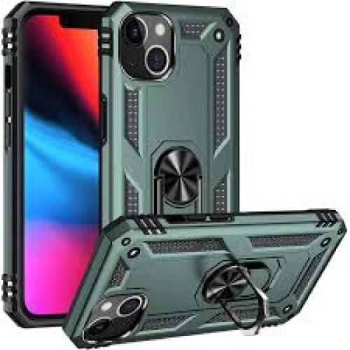  iPhone 13 Hybrid Shockproof Armor Case Metal Rotating Ring Car Mount Holder Πράσινο (oem)