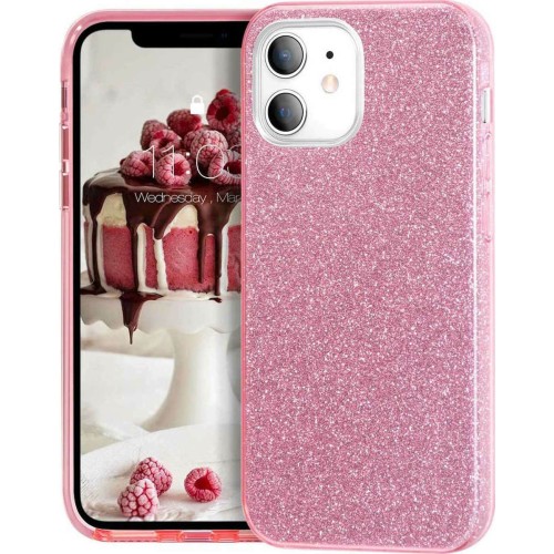 Apple iPhone 12/12 Pro - Σιλικόνη Glitter Ροζ OEM