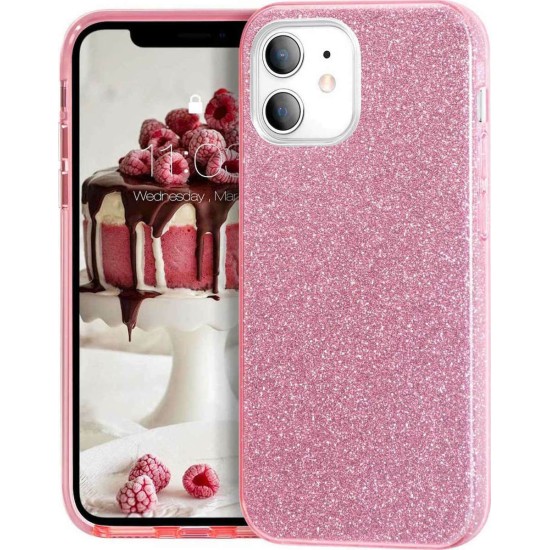 Apple iPhone 12/12 Pro - Σιλικόνη Glitter Ροζ OEM