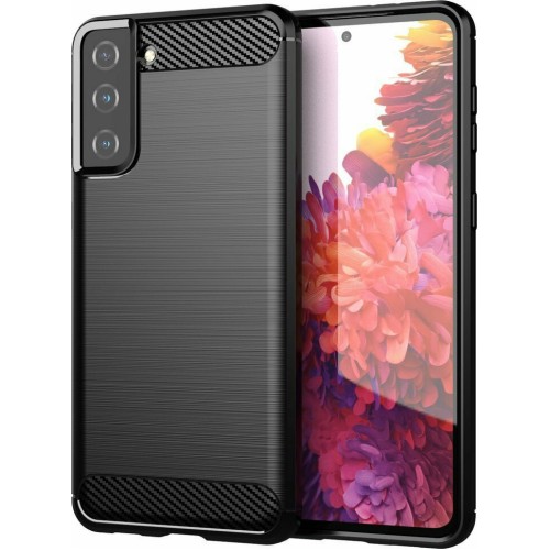 Carbon Case Flexible Cover TPU Case for Samsung Galaxy S21+ 5G (S21 Plus 5G) black