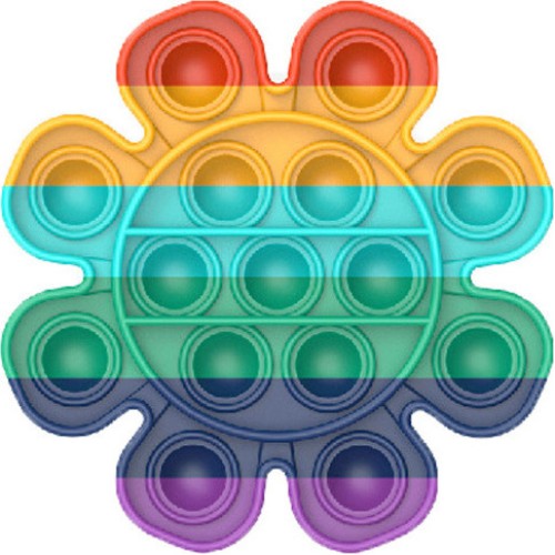 Push Pop It Bubble Fidget Toy Stress Reliever Rainbow Colours Λουλούδι