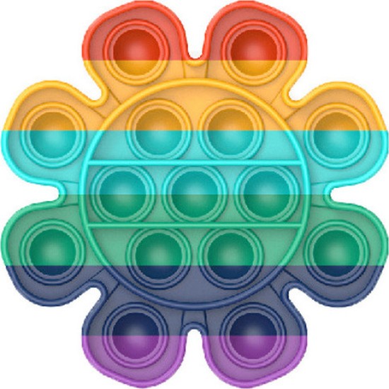 Push Pop It Bubble Fidget Toy Stress Reliever Rainbow Colours Λουλούδι