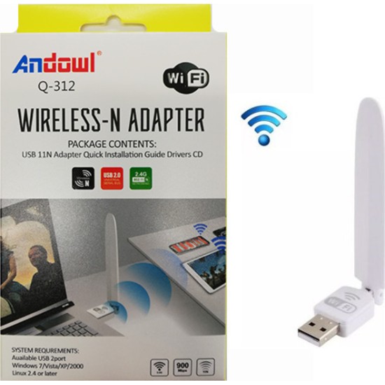 Andowl Q-312 Ασύρματος USB Αντάπτορας Δικτύου με Αποσπώμενη Κεραία 900Mbps