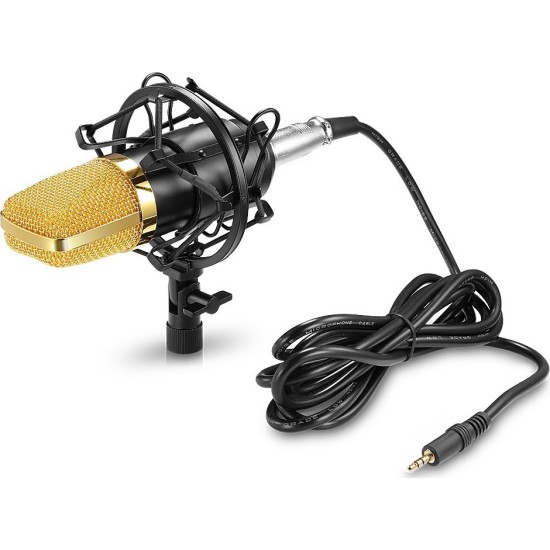 Andowl Πυκνωτικό Μικρόφωνο με Βύσμα 3.5mm Q-MIC3 Τύπου Gooseneck Φωνής σε Χρυσό Χρώμα