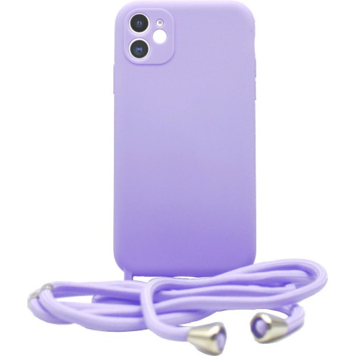 Liquid Silicon Case Με Κορδόνι For iPhone 11 Violet