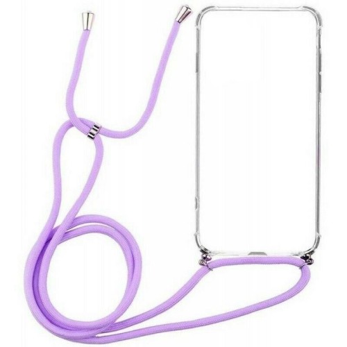 OEM Silicone Διάφανη Θήκη Για Samsung Galaxy A52 5G / A52 4G / A52S 5G Με Λουράκι Μωβ