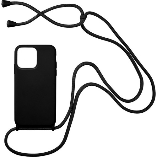 My Colors CarryHang Back Cover Σιλικόνης με Λουράκι Μαύρο (iPhone 13 Pro)