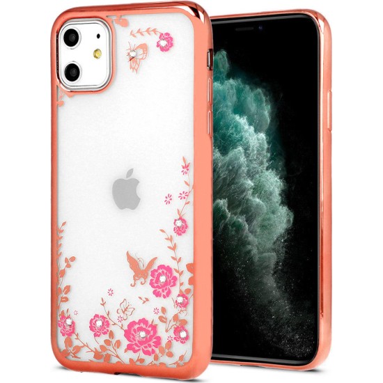 Forcell Diamond Back Cover Σιλικόνης Strass Rose Gold (iPhone 13 Pro Max)
